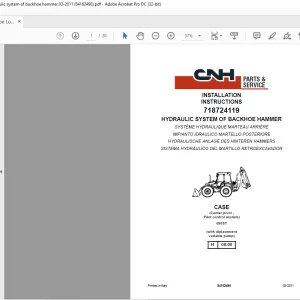 CNH HYDRAULIC SYSTEM OF BACKHOE HAMMER 695ST, Backhoe Loaders ,Kit 718724119 INSTALLATION INSTRUCTIONS Manual 84162490 - PDF DOWNLOAD (EN-IT-ES-DE-FR)