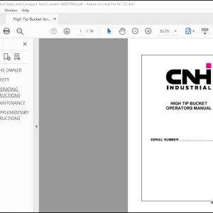 CNH High Tip Bucket for Skid Steers and Compact Track Loaders Opertors Manual(48087986)  - PDF DOWNLOAD