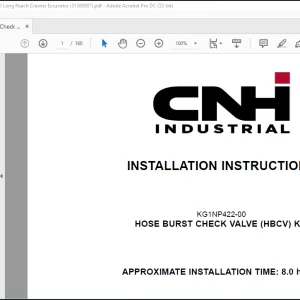 CNH Hose Burst Check Valve (HBCV) Kit - CX130D Long Reach Crawler Excavator Installation Instructions Manual(51580987)_EN_FR_IT_DE_ES - PDF DOWNLOAD