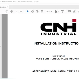 CNH Hose burst check valve (HBCV) kit - CX130D Crawler excavator Installation Instructions Manual(47900071)_EN_FR_IT_DE_ES  -  PDF DOWNLOAD