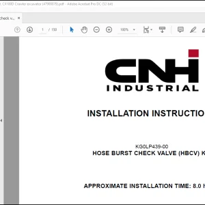 CNH Hose burst check valve (HBCV) kit - CX160D, CX180D Crawler excavator Installation Instructions Manual(47900079)_EN_FR_ES_IT_FR - PDF DOWNLOAD