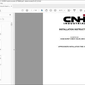 CNH Hose burst check valve HBCV kit CX250D Crawler excavator Installation Instructions Manual 47789064 EN_FR_DE_IT_ES - PDF DOWNLOAD
