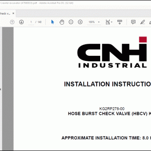 CNH Hose burst check valve (HBCV) long reach (LR) kit CX210D Long Reach Crawler excavator Installation Instructions Manual_EN_FR_IT_ES_DE(47900033)- PDF DOWNLOAD
