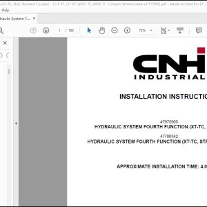 CNH Hydraulic System Fourth Function (XT-TC, Skid, Standard Coupler) - 121F XT, 21F XT, W50C TC, W60C TC Compact Wheel Loader EN_FR_IT_DE_ES(47975908)- PDF DOWNLOAD