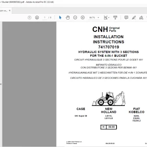 CNH  Hydraulic System with 3 sections for the 4 - in 1 Bucket INSTALLATION INSTRUCTIONS Manual (6045895382) - PDF DOWNLOAD