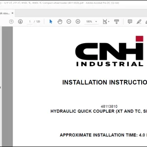 CNH Hydraulic quick coupler (XT AND TC, SKID TYPE) 121F XT 21F XT W50C TC W60C TC Installation Instruction Manual(48113828) - PDF DOWNLOAD