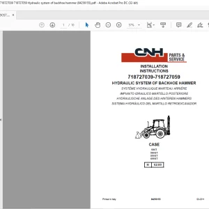 CNH Hydraulic system of backhoe hammer 580T,580ST,590ST,695ST, Backhoe Loaders ,Kit 718727039 718727059  INSTALLATION INSTRUCTIONS Manual 84256155 - PDF DOWNLOAD