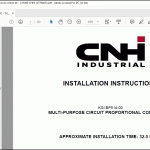 CNH KG1BP514-00 - Multi-Purpose Circuit Proportional Control Kit CX300D Installation Instructions Manual(47789405)  - PDF DOWNLOAD