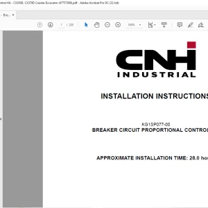 CNH KG1SP077-00 - Breaker Circuit Proportional Control Kit - CX350D, CX370D Crawler Excavator INSTALLATION INSTRUCTIONS Manual 47757369 - PDF DOWNLOAD (EN-IT-ES-DE-FR-PT-NL-DAN-AR)