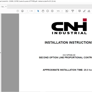 CNH KG1SP086-00 - Second Option Line Proportional Control Kit - CX350D, CX370D Crawler Excavator INSTALLATION INSTRUCTIONS Manual 47774786 - PDF DOWNLOAD (EN-IT-ES-DE-FR-PT-NL-DAN-AR)