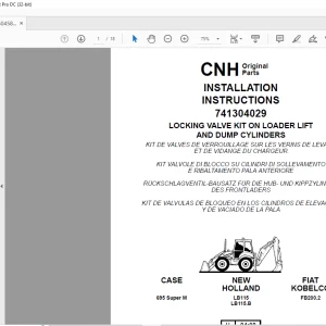 CNH LOCKING VALVE KIT ON LOADER LIFTAND DUMP CYLINDERS INSTALLATION INSTRUCTIONS Manual  6045895581 - PDF DOWNLOAD