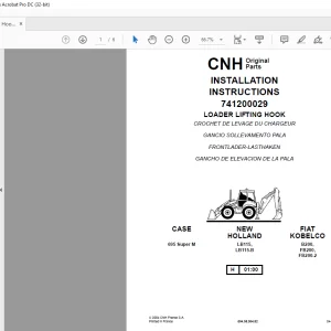 CNH Loader Lifting Hook INSTALLATION INSTRUCTIONS Manual 6045895482 - PDF DOWNLOAD