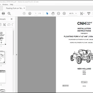 CNH M427 M428 M459 Floating Fork on Telehandlers INSTALLATION INSTRUCTIONS Manual(748182011) - PDF DOWNLOAD