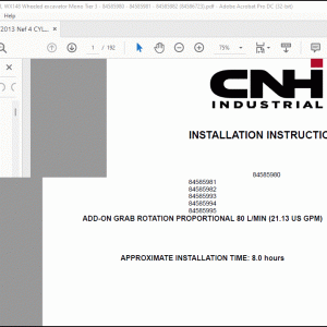 CNH MY2013 Nef 4 CYL Mech, WE150B, WX148 Wheeled excavator Mono Tier 3 Installation Instructions Manual_EN_FR_IT_ES_DE(84586723) - PDF DOWNLOAD