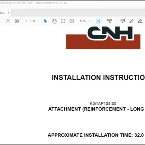 CNH Midi excavator CX75C SR ATTACHMENT (REINFORCEMENT - LONG ARM) INSTALLATION INSTRUCTIONS MANUAL(47613817)  - PDF DOWNLOAD