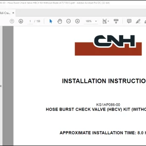 CNH Midi excavator CX75C SR HOSE BURST CHECK VALVE (HBCV) KIT (WITHOUT BLADE) INSTALLATION INSTRUCTIONS MANUAL(47571851) -  PDF DOWNLOAD
