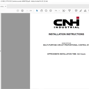 CNH Multi-purpose circuit proportional control kit - CX180C, E175C EVO Crawler excavator INSTALLATION INSTRUCTIONS Manual 48063726 - PDF DOWNLOAD (EN-IT-ES-DE-FR-PT-NL-DAN-AR)