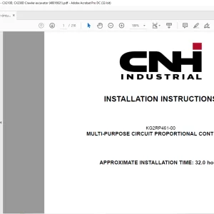 CNH Multi-purpose circuit proportional control kit - CX210D, CX230D Crawler excavator INSTALLATION INSTRUCTIONS Manual 48016621 - PDF DOWNLOAD (EN-IT-ES-DE-FR-PT-NL-DAN-AR)