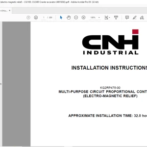 CNH Multi-purpose circuit proportional control kit (electro-magnetic relief) - CX210D, CX230D Crawler excavator INSTALLATION INSTRUCTIONS Manual 48010292 - PDF DOWNLOAD (EN-IT-ES-DE-FR-PT-NL-DAN-AR)