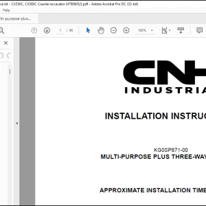 CNH Multi-purpose plus three-way valve kit - CX350C, CX380C Crawler excavator Installation Instructions Manual(47906052)_EN_FR_IT_ES_DE  - PDF DOWNLOAD