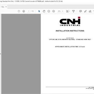 CNH OPTION LINE (FOR ARM WITH SEATING) - STANDARD ARM ONLY - CX350D, CX370D Crawler Excavator INSTALLATION INSTRUCTIONS Manual 47788998 - PDF DOWNLOAD (EN-IT-ES-DE-FR)
