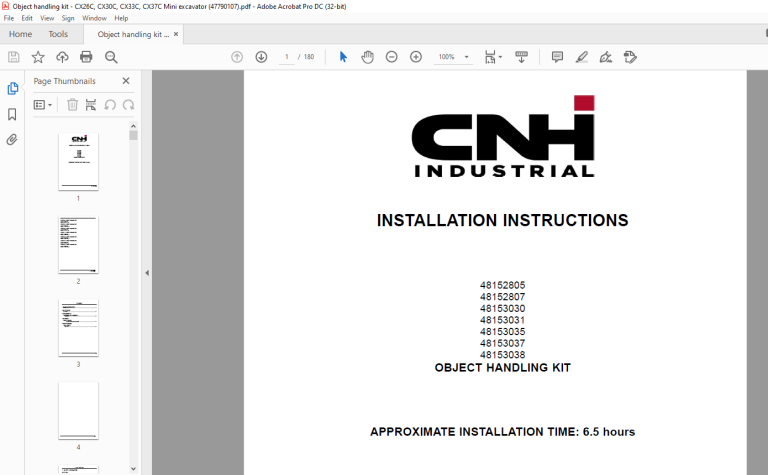 CNH Object Handling Kit - CX26C, CX30C, CX33C, CX37C Mini Excavator ...