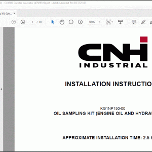 CNH Oil sampling kit (engine oil and hydraulic oil) - CX130D Crawler excavator Installation Instructions Manual(47929319) - PDF DOWNLOAD