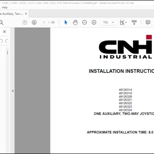 CNH One Auxiliary, Two-Way Joystick - CX26C, CX30C, CX33C, CX37C, E26C, E30C, E33C, E37C Mini Excavator Installation Instructions Manual(51546404)_EN_FR_IT_DE_ES - PDF DOWNLOAD
