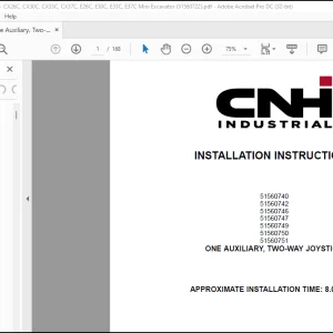 CNH One Auxiliary, Two-Way Joystick - CX26C, CX30C, CX33C, CX37C, E26C, E30C, E33C, E37C Mini Excavator Installation Instructions Manual(51560722)_EN_FR_IT_ES_DE - PDF DOWNLOAD