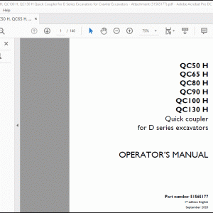 CNH QC50 H QC65 H QC80 H QC90 H QC100 H QC130 H Quick coupler for D series excavators OPERATOR’S MANUAL_EN_FR_DE_IT_ES(51565177) - PDF DOWNLOAD