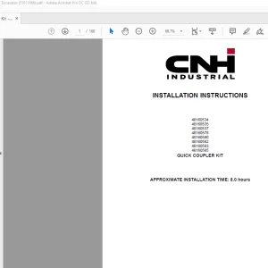 CNH Quick Coupler Kit - CX33C, CX37C, E33C, E37C Excavator INSTALLATION INSTRUCTIONS Manual 51611666 - PDF DOWNLOAD (EN-IT-ES-DE-FR-PT-NL-DAN-AR)