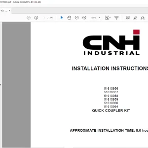 CNH Quick Coupler Kit - CX37C, E37C Excavator INSTALLATION INSTRUCTIONS Manual 51610965 - PDF DOWNLOAD (EN-IT-ES-DE-FR-PT-NL-DAN-AR)