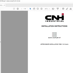 CNH Quick Coupler Kit - CX60C, E60C Excavator INSTALLATION INSTRUCTIONS Manual 51451983 - PDF DOWNLOAD (EN-IT-ES-DE-FR-PT-NL-DAN-AR)