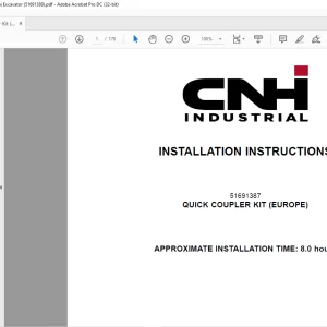CNH Quick Coupler Kit (Europe) - CX17C, E17C Mini Excavator INSTALLATION INSTRUCTIONS Manual 51691389 - PDF DOWNLOAD (EN-IT-ES-DE-FR-PT-NL-DAN-AR)