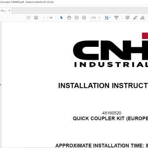 CNH Quick Coupler Kit (Europe) - CX18C, E18C Mini Excavator INSTALLATION INSTRUCTIONS Manual 51648845 - PDF DOWNLOAD (EN-IT-ES-DE-FR-PT-NL-DAN-AR)