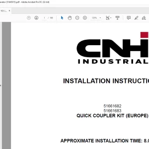 CNH Quick Coupler Kit (Europe) - CX33C, E33C Excavator INSTALLATION INSTRUCTIONS Manual 51645015 - PDF DOWNLOAD (EN-IT-ES-DE-FR-PT-NL-DAN-AR)