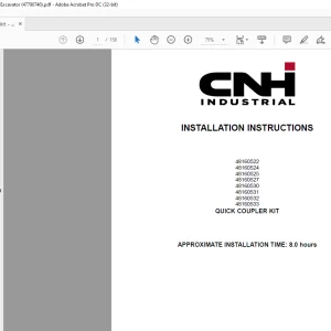 CNH Quick coupler kit - CX26C, E26C, CX30C, E30C Excavator INSTALLATION INSTRUCTIONS Manual 47790740 - PDF DOWNLOAD (EN-IT-ES-DE-FR-PT-NL-DAN-AR)