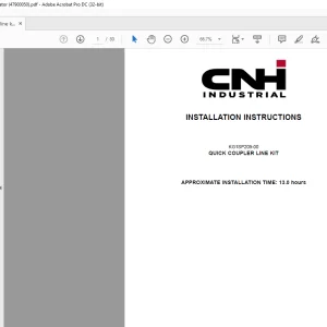 CNH Quick coupler line kit - CX350D Crawler excavator INSTALLATION INSTRUCTIONS Manual 47900050 - PDF DOWNLOAD (EN-IT-ES-DE-FR-PT-NL-DAN)