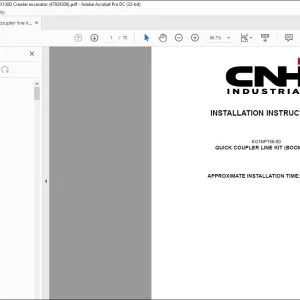 CNH Quick coupler line kit (boom line) CX130D Crawler excavator Installation Instructions Manual 47929309 EN_FR_DE_IT_ES - PDF DOWNLOAD