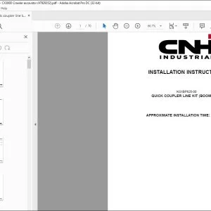 CNH Quick coupler line kit (boom line) CX300D Crawler excavator Installation Instructions Manual 47929352 EN_FR_DE_IT_ES - PDF DOWNLOAD
