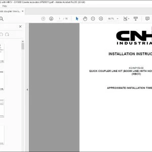 CNH Quick coupler line kit (boom line) with HBCV CX130D Crawler excavator Installation Instructions Manual 47929311 EN_FR_DE_IT_ES - PDF DOWNLOAD