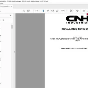 CNH Quick coupler line kit (boom line) with HBCV CX130D Crawler excavator Installation Instructions Manual 47929315 EN_FR_DE_IT_ES - PDF DOWNLOAD