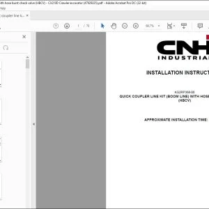 CNH Quick coupler line kit (boom line) with hose burst check valve (HBCV) CX210D Crawler excavator Installation Instructions Manual 47929335 EN_FR_DE_IT_ES - PDF DOWNLOAD