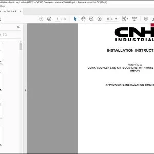 CNH Quick coupler line kit (boom line) with hose burst check valve (HBCV) CX250D Crawler excavator Installation Instructions Manual 47900043 EN_FR_DE_IT_ES - PDF DOWNLOAD
