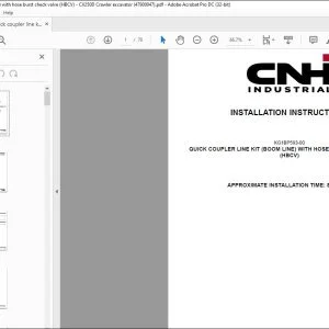 CNH Quick coupler line kit (boom line) with hose burst check valve (HBCV) CX250D Crawler excavator Installation Instructions Manual 47900047 EN_FR_DE_IT_ES - PDF DOWNLOAD