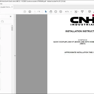 CNH Quick coupler line kit (boom line) with hose burst check valve (HBCV) CX250D Crawler excavator Installation Instructions Manual 47929348 EN_FR_DE_IT_ES - PDF DOWNLOAD
