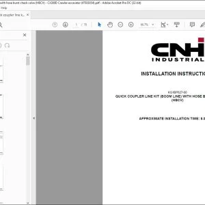 CNH Quick coupler line kit (boom line) with hose burst check valve (HBCV) CX300D Crawler excavator Installation Instructions Manual 47929354 EN_FR_DE_IT_ES - PDF DOWNLOAD