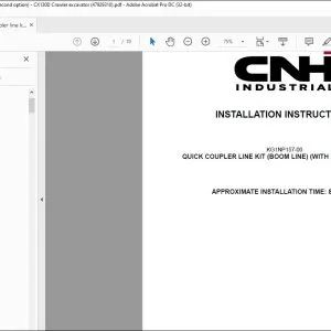 CNH Quick coupler line kit (boom line) (with second option) CX130D Crawler excavator Installation Instructions Manual 47929310 EN_FR_DE_IT_ES - PDF DOWNLOAD