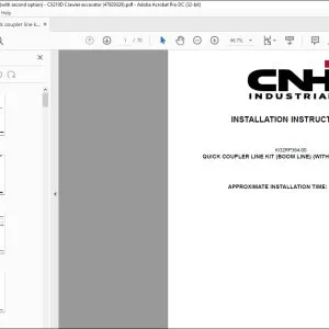 CNH Quick coupler line kit (boom line) (with second option) CX210D Crawler excavator Installation Instructions Manual 47929329 EN_FR_DE_IT_ES - PDF DOWNLOAD