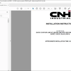 CNH Quick coupler line kit (boom line) with second option and HBCV CX130D Crawler excavator Installation Instructions Manual 47929313 EN_FR_DE_IT_ES - PDF DOWNLOAD